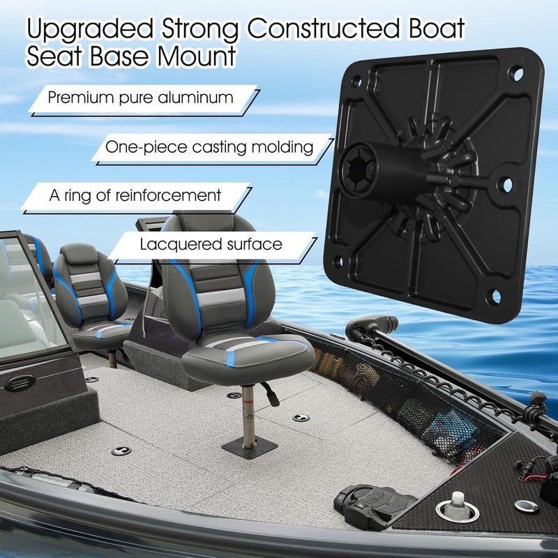 CLLOMAGY Boat Seat Base Mount Boat Seat Pedestal Base Mount Plate for 3/4" Pin Post Socket, Heavy Duty Marine Pedestal Bracket for Most Marine Fishing Pontoon Bass - Image 5